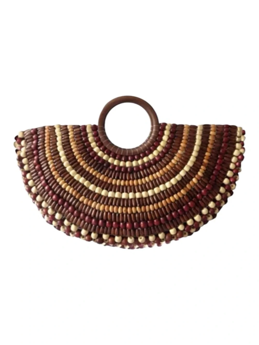 INC International Concepts Beaded Fan Tote in Brown and Tan